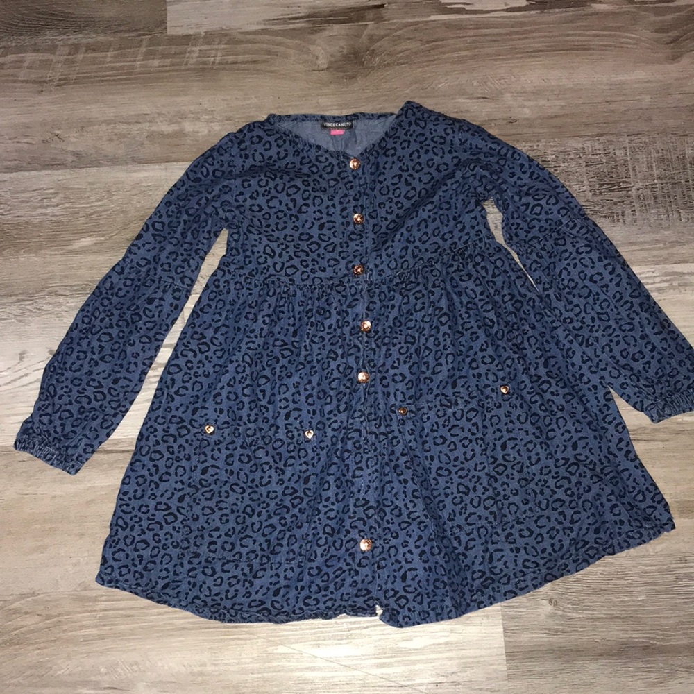 Vince Camuto blue and black cheetah dress size 6 kids